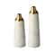 Glitzhome® Modern White & Gold Striped Metal Floor Vases Set